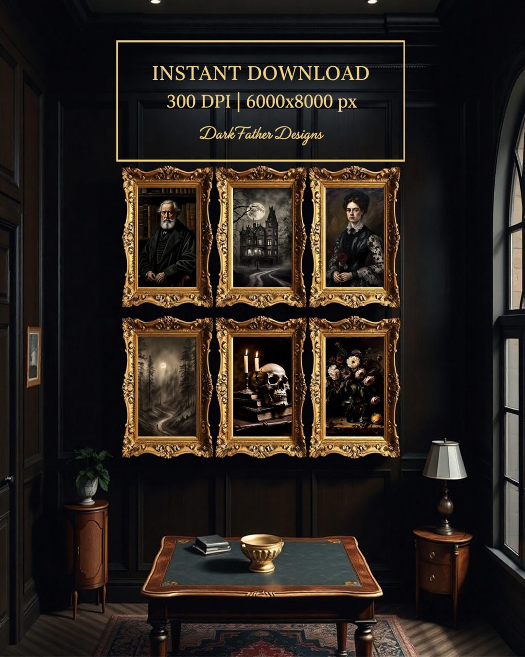 Dark Academia Gallery Wall Set 6 Prints Moody Vintage Art Gothic Home ...
