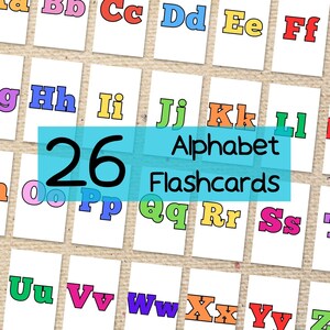 A-Z Alphabet Flash Cards for Toddlers Preschool Kindergarten Printable Montessori Educational ABC Flashcards Early Learning Digital Download