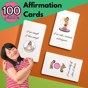 Afirmaciones positivas diarias para el crecimiento, la sanación, la confianza en uno mismo, el amor, la valía, la manifestación, tarjetas motivacionales imprimibles, descarga digital en PDF