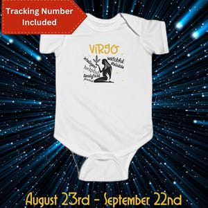 Zodiac Sign Baby Bodysuit, Constellation Astrological Star Sign Clothes, Baby Shower Gift, Virgo Taurus Scorpio Sagittarius Pisces Libra Leo