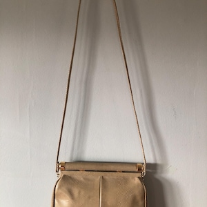 Vintage Susan Gail genuine tan snake Leather shoulder/ crossbody bag made in Spain