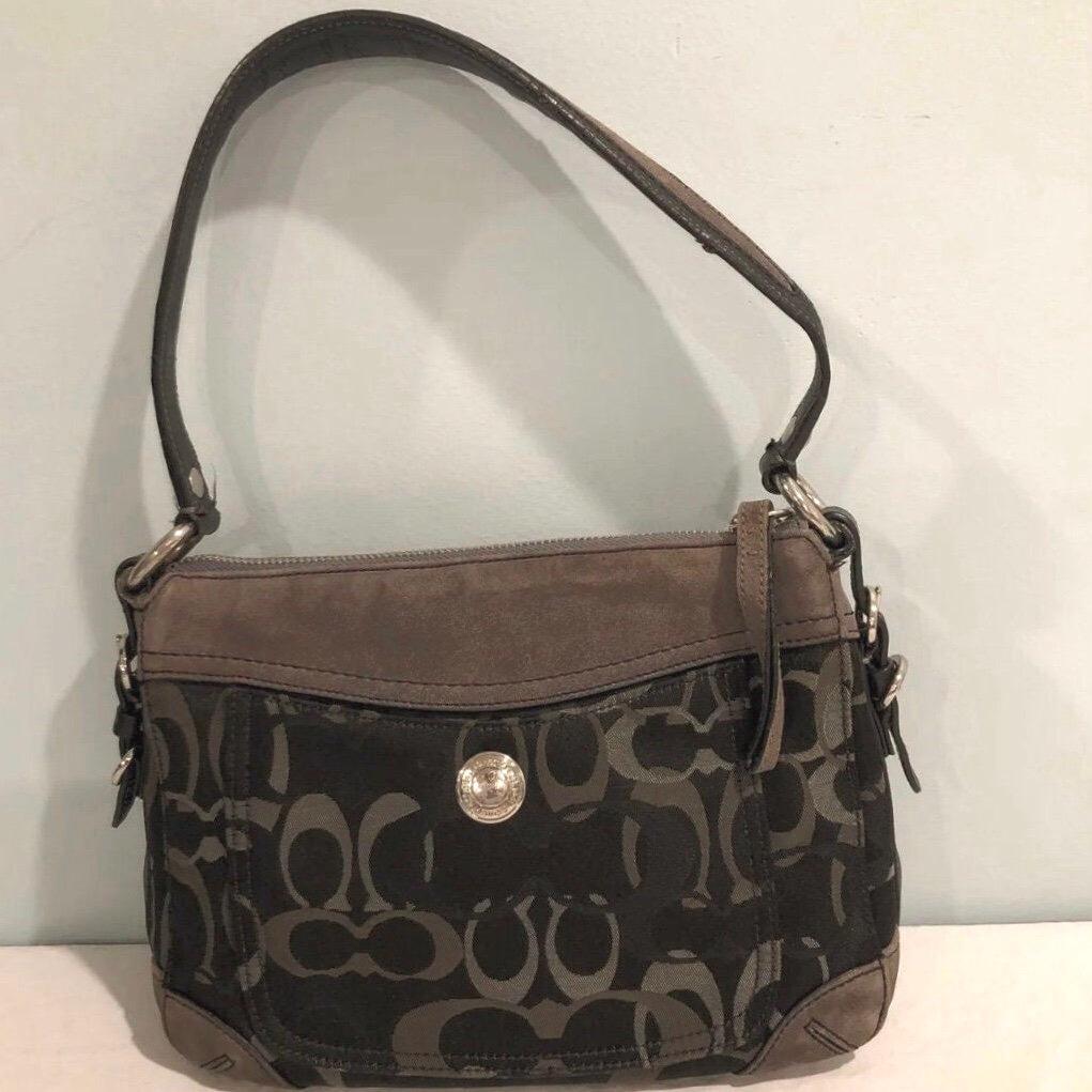 Vintage Coach Chelsea Optic Signature Logo Suede and Leather Trim 