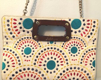 Vintage Coach Signature Hampton Clip Bag Canvas K1K 6091 Brown Tan