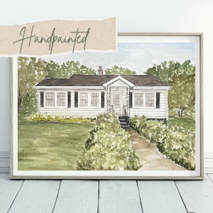 Hand-Painted Watercolor House Portrait: Custom Home Illustration, realtor closing gift