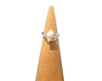 Wire wrapped mini shell ring