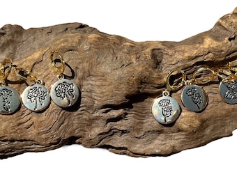 Handmade gold flower charm earrings