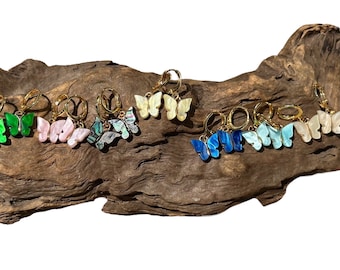Handmade gold butterfly charm earrings