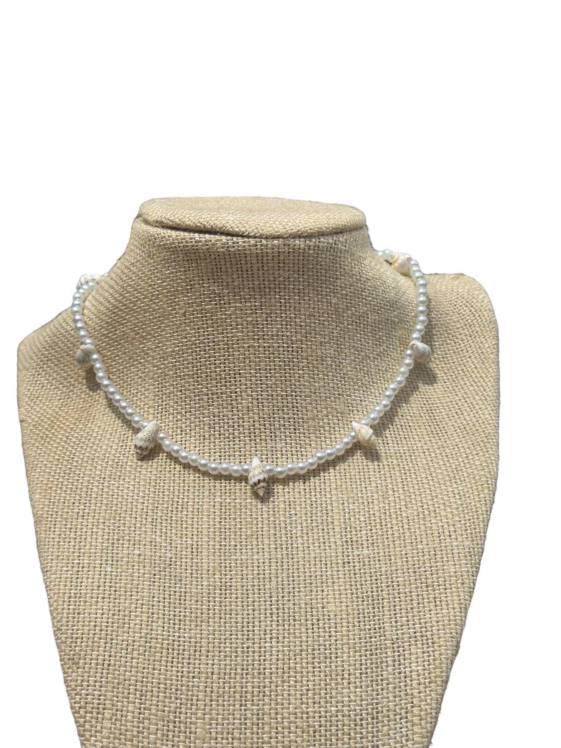 Handmade pearl and shell necklace