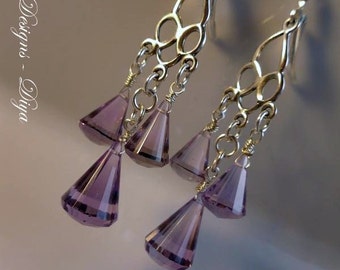 Diya - Pink Amethyst Chandelier Earrings