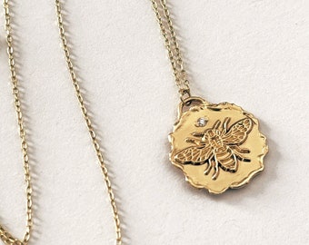 Delicate Gold Bee Pendant Necklace ~ Handcrafted and Ready To Ship