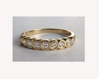 Bezel Set Diamond Ring, Diamond Stack Ring, Anniversary Ring