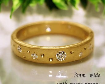 Gold Celestial Diamond Wedding Band | Starry Night Ring