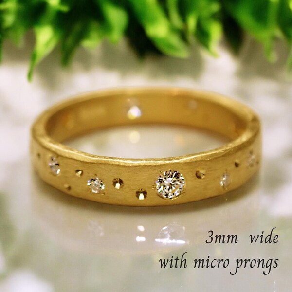 Gold Celestial Diamond Wedding Band | Starry Night Ring