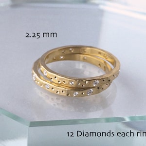 Eternity Wedding Band Gold Celestial Ring Scattered Diamond Ring Unique Handmade Jewelry image 5