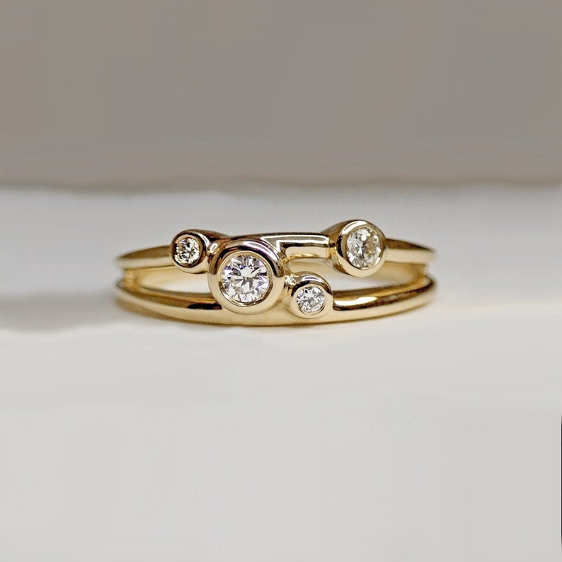 Customizable Diamond Wedding Ring Elegant Bezel Ring image 1