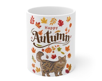 Herbst-Katzen-Becher: Gemütliches Herbst-Trinkgeschirr, saisonales Dekor