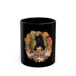 Whimsical Cat Floral Coffee Mug: Gift for Cat Lovers