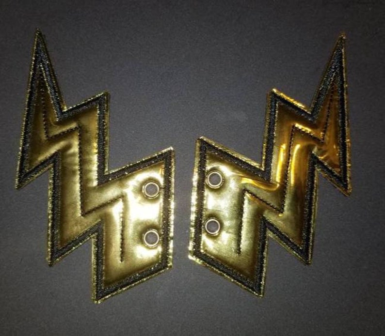 customized - finished item Lightning bolt flash shoe wings metallic fabric with choice of thread color