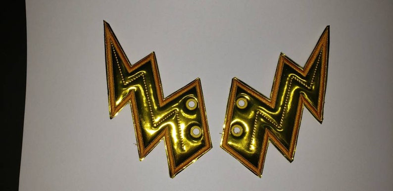 customized - finished item Lightning bolt flash shoe wings metallic fabric with choice of thread color