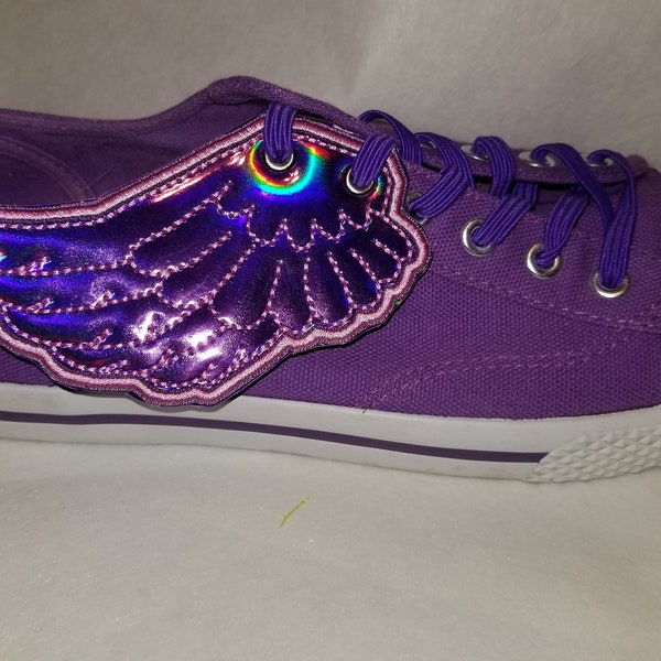 Angel shoe wings in  vinyl vegan fabric, with color choices for fabric and thread