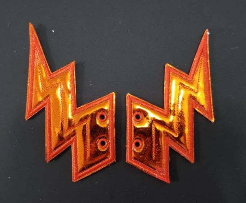 customized - finished item Lightning bolt flash shoe wings metallic fabric with choice of thread color