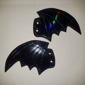 Bat shoe wings for boots (custom - item) holographic fabric, choose your own colors of fabric and thread roller skate and shoe accessories