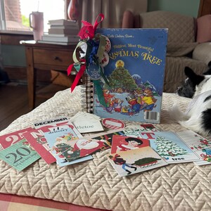 The Biggest Most Beautiful Christmas Tree Repurposed Little Golden Book Scrapbook/Junk Journal w/Ephemera