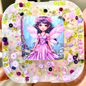 Pick Pad Fairy Princess,Square Silicone Picking Pad, Rubber skin picking toy for Anxiety relief, Dermatillomania, fidget toy,Picky Pad