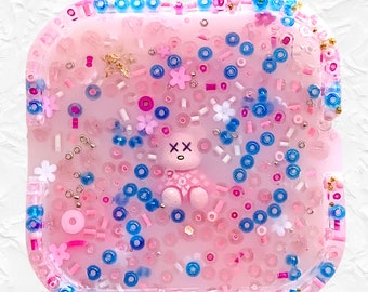 Pretty in Pink Bear Pick Pad,Square Silicone Picking Pad, Rubber skin picking toy for Anxiety relief, Dermatillomania, fidget toy,Picky Pad