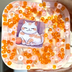 Pick Pad Orange Kawaii,Square Silicone Picking Pad, Rubber skin picking toy for Anxiety relief, Dermatillomania, fidget toy,Picky Pad