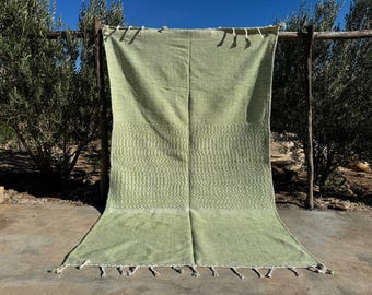 Tappeto Kilim moderno color pistacchio, tappeto berbero in lana a trama piatta