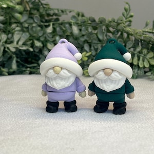 Può includere: Due miniature di gnomi. Uno è lavanda con tesa e barba bianche, l'altro è verde scuro con tesa e barba bianche. Entrambi hanno stivali neri e nasi color cuoio. Lo sfondo è un fogliame verde sfocato.