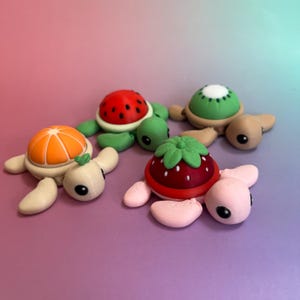 Fruit Turtle Fidget Clicker Toy - Strawberry, Orange, Kiwi, Water Melon Citrus Sensory Model Decor