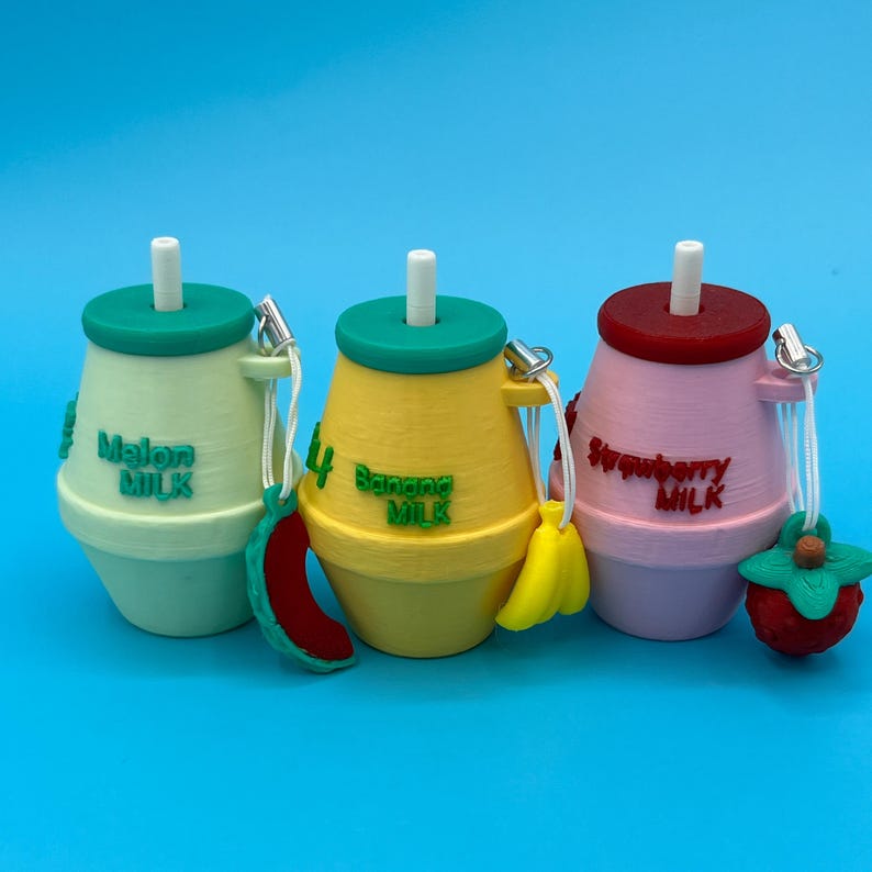 Korean Milk Fidget Clicker Toy Keychain and Fruit Bag Charm - Calming ...