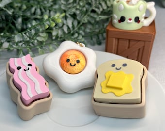 Kawaii Breakfast Fidget Clicker - Bacon, Egg, Toast, Hot Chocolate Calming Gifts