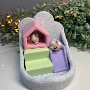 Easter Bunny Mini Playset Gift Micro Rabbit House Slide Complete Habitat