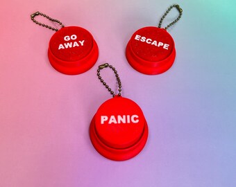 Panic Button Fidget Clicker - Go Away, Escape Meme Red Bag Charm-sleutelhanger