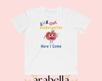 Camiseta de jardín de infantes: Camiseta de regreso a clases con la frase "Aquí voy" de Apple