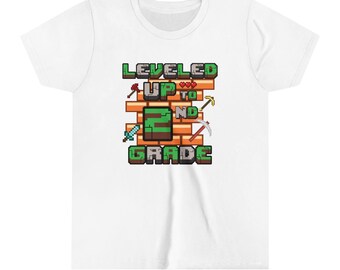 Camiseta "Segundo Grado Nivelado", Diseño Pixel Gamer, Algodón
