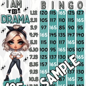 Tablero de bingo de 165 líneas PYP &quot;Soy el drama&quot;, 165 en cada fila, bingo con ganancias