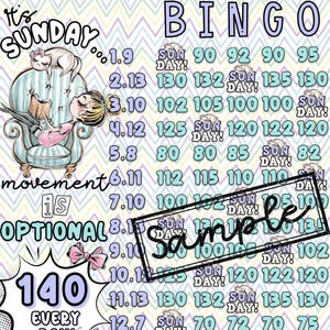 Sonntag 140 PYP Line Bingo Board, 140 in jeder Reihe Bingo