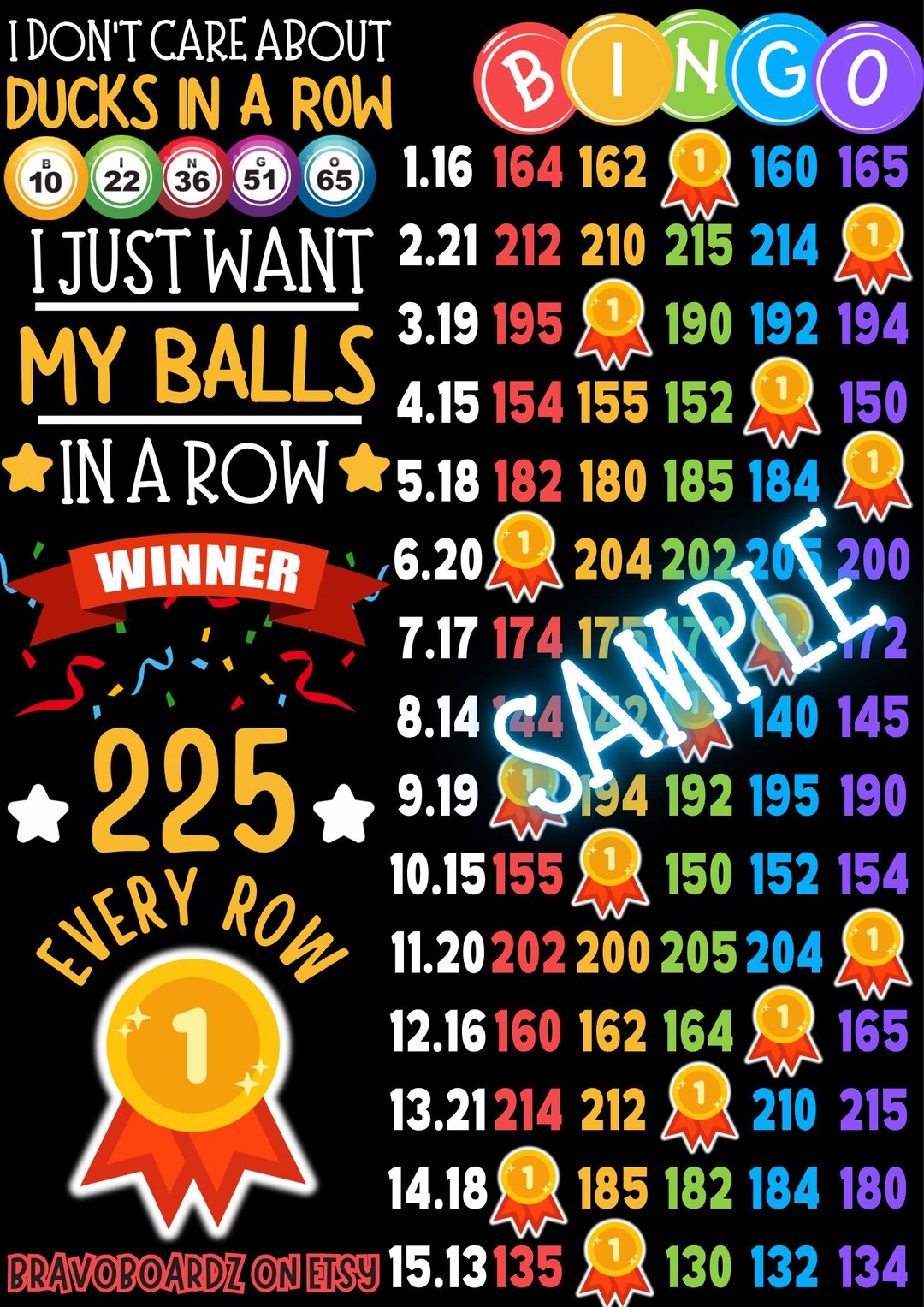 Bingo Balls 225 PYP Line Bingo Board, 225 in Each Row Bingo With Profit ...