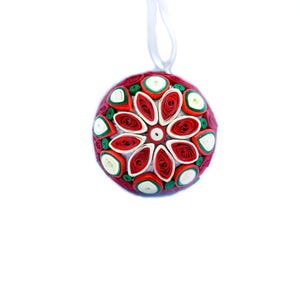 Pallina rossa per quilling - Ornamento di carta fatto a mano