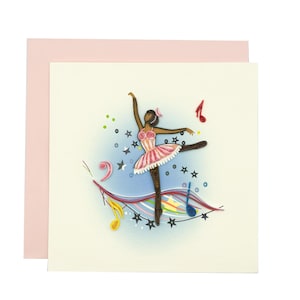 Carte de voeux quilling fait main danseuse