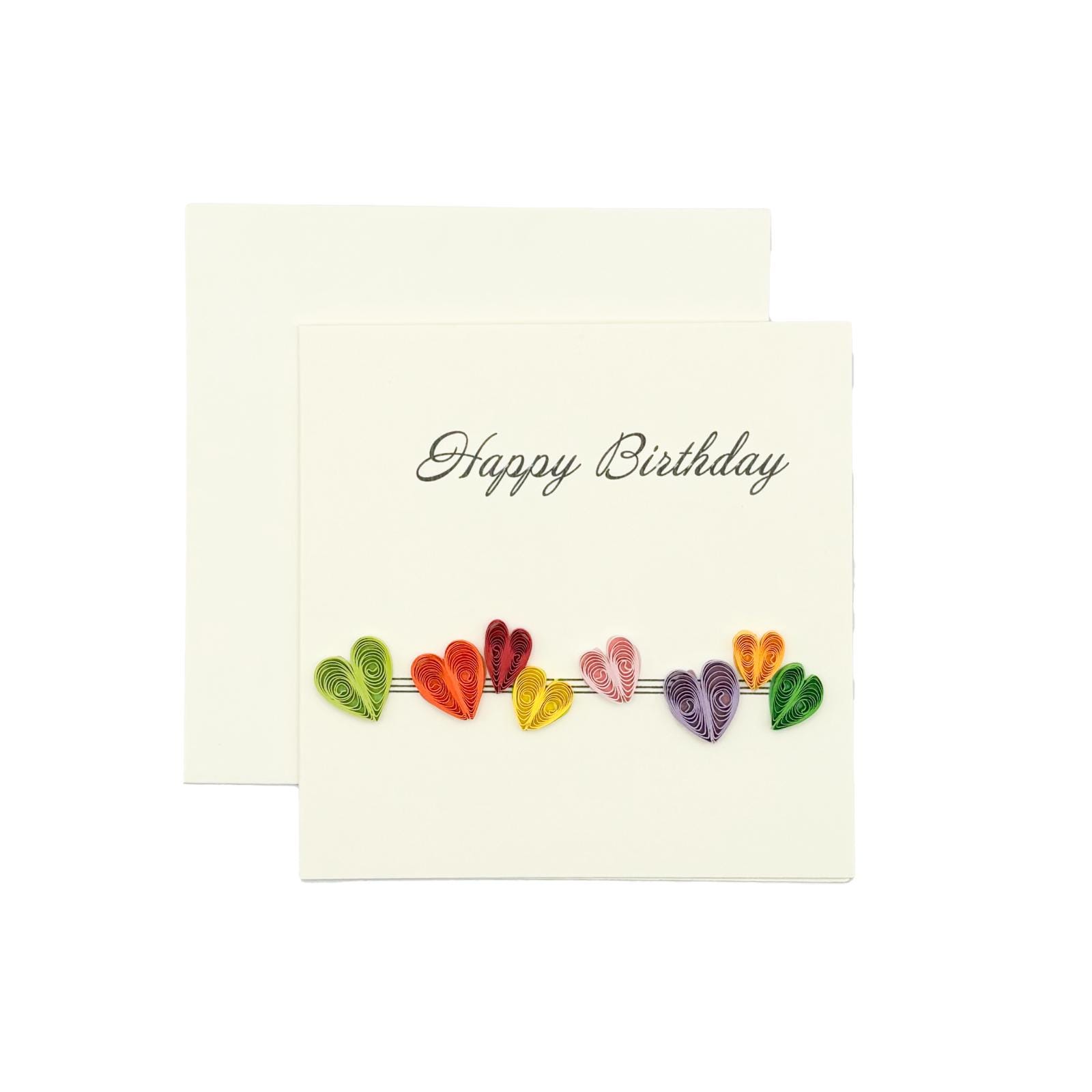 Hearts Happy Birthday Handmade Quilling Greeting Card - Etsy