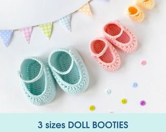 3 sizes Waldorf doll crochet booties PDF patterns and tutorials.