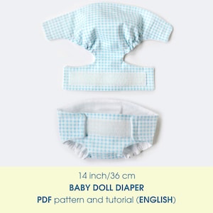 Diaper for a 14 inch/36 cm Waldorf baby doll. PDF sewing pattern and tutorial