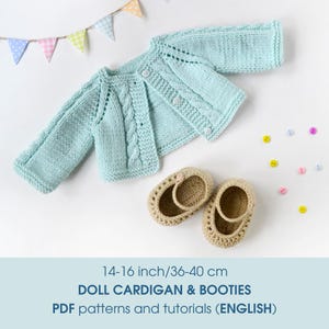14-16’’(36-40 cm) Waldorf Doll Cardigan & Booties Knitting and Crochet Pattern (PDF)