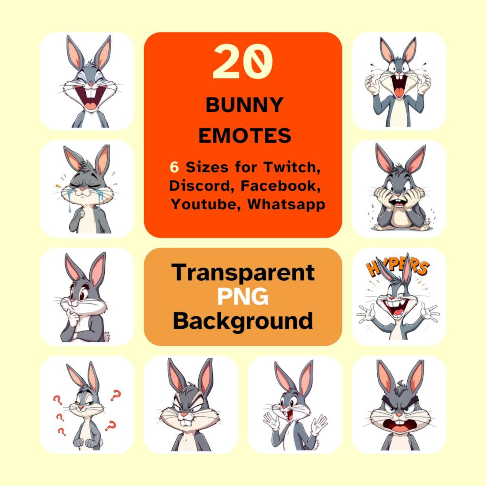 Bugs Bunny Emotes Bundle: Twitch, Discord, Youtube, Facebook, Whatsapp ...