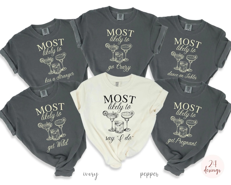 Custom Bachelorette Party Matching Shirts | Most Likely to Bach Tee | Luxury Bridal Party | Cocktail Bachelorette | Bachelorette Trip image 4